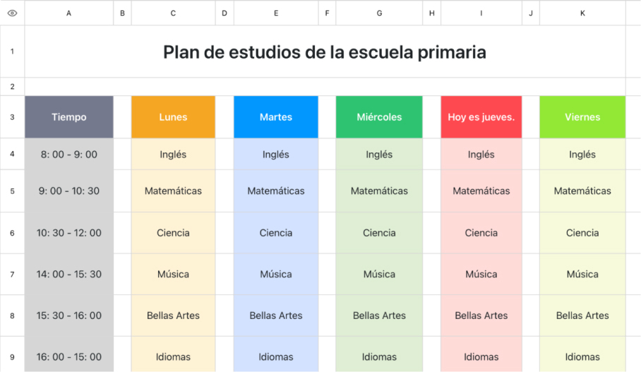 Plan de estudios de la escuela primaria
